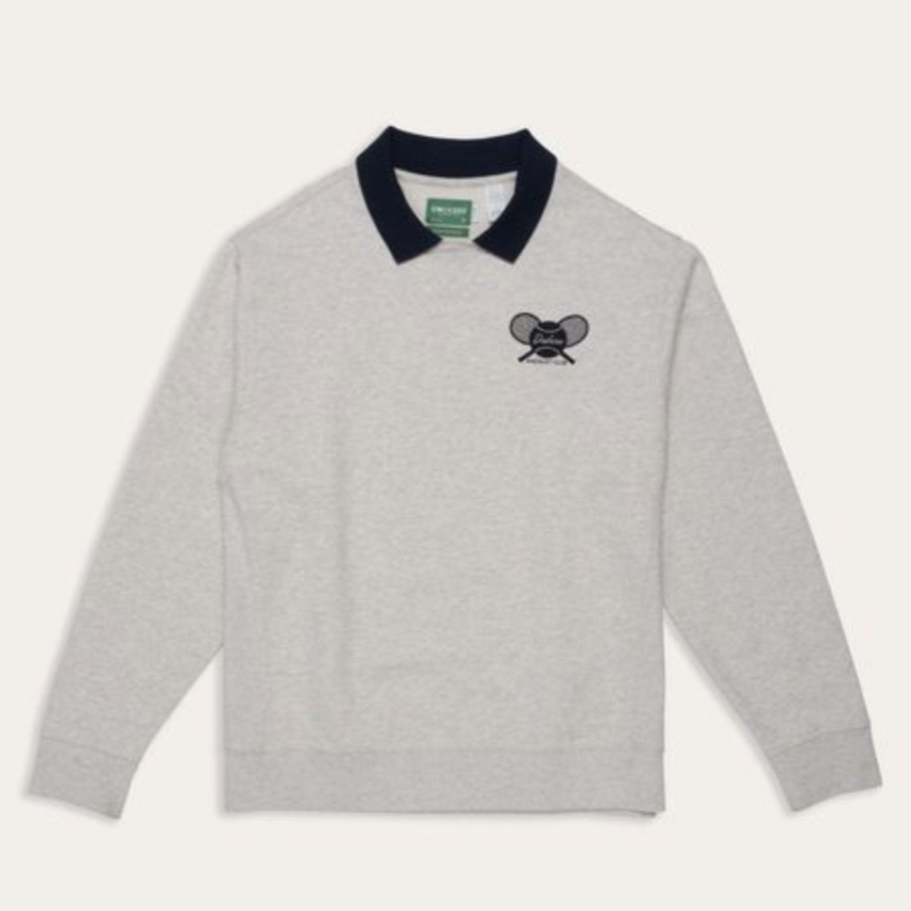 Gray Sweater with Black Collar